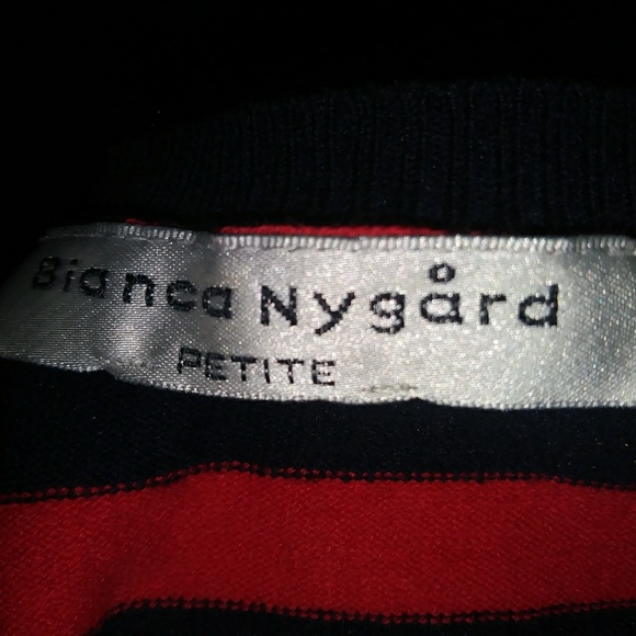 Red with Navy Blue Striped Cardigan - Picture 4 of 4